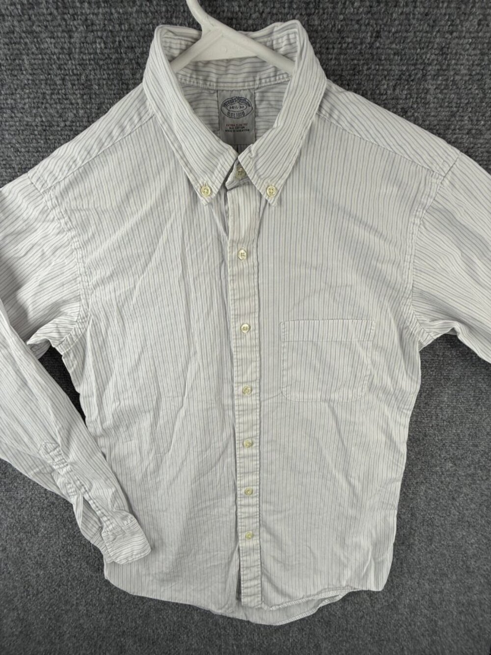 Brooks Brothers Extra Silm Fit 14.5 32 Blue White Striped L/S Soho Button Up